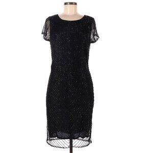 Giorgio Armani Collezioni Chevron Beaded Cocktail Dress, Sz 8